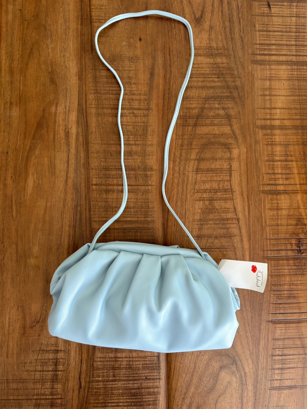 Light Blue Women’s Shoulder Bag -  Pleated Design